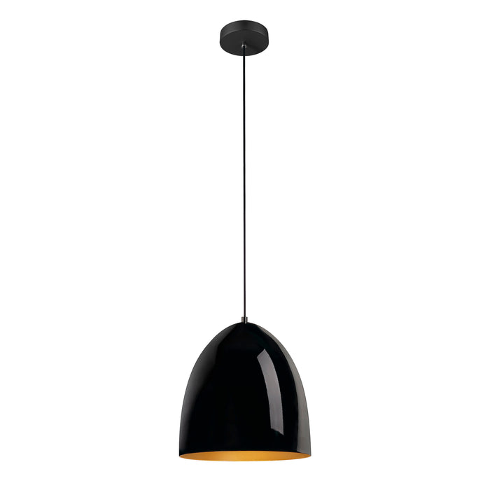 PARA CONE 30, pendant light, pendant length 250cm, E27, 1x max. 60W, black/gold