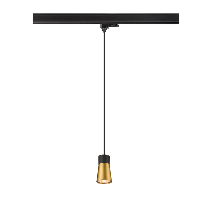 PURI 2.0 Cone, 3~ pendant light, GU10, pendant length 200 cm, 1x max. 6W, black / gold