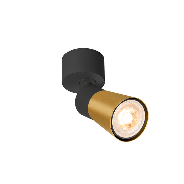 PURI 2.0 Cone, wall and ceiling-mounted light, 1x max. 6W GU10, black / gold