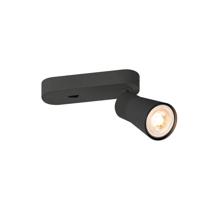 PURI 2.0 Cone, wall and ceiling-mounted light, switch, rectangular, 1x max. 6W GU10, black