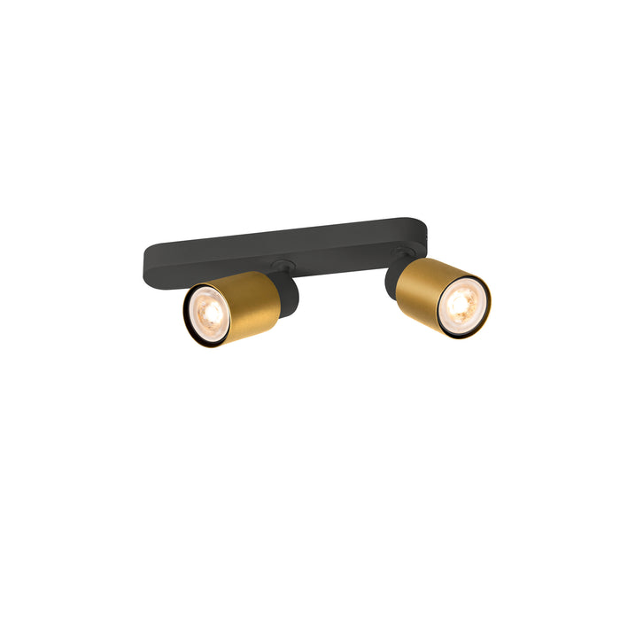 PURI 2.0 Tube, wall and ceiling-mounted light, asymmetrical, 2 x max. 6W GU10, black / gold