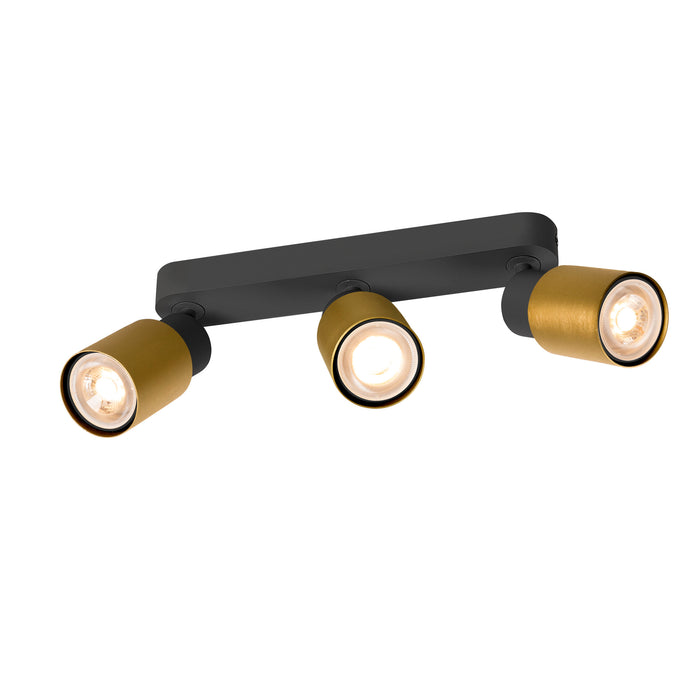 PURI 2.0 Tube, wall and ceiling-mounted light, long, 3 x max. 6W GU10, black / gold