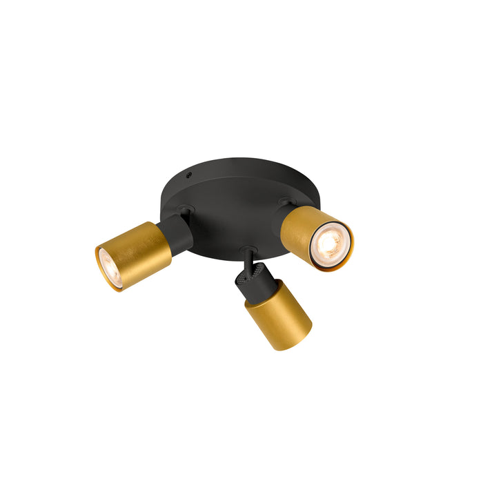 PURI 2.0 Tube, wall and ceiling-mounted light, round, 3 x max. 6W GU10, black / gold