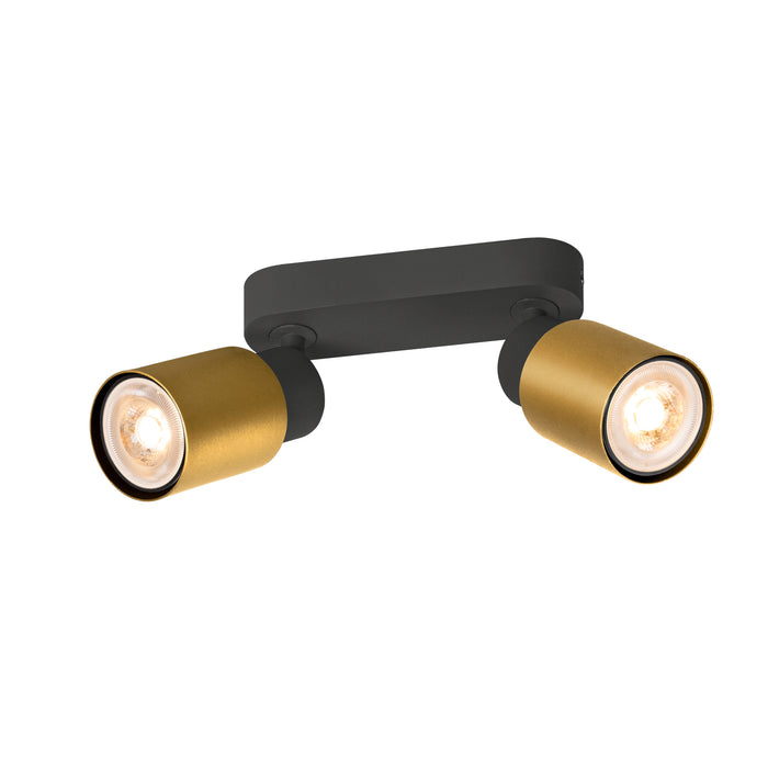 PURI 2.0 Tube, wall and ceiling-mounted light, long, 2 x max. 6W GU10, black / gold