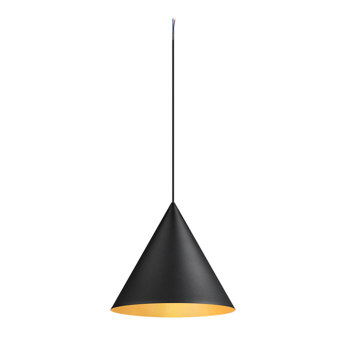 MAGICO 38, pendant light, E27, pendant length 180cm, 1x max. 10W, matt black / gold