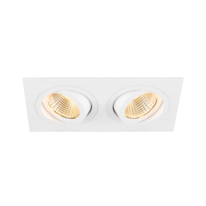 NEW TRIA 155, recessed ceiling light, square, 3000K, two-lamp, PHASE, 38°, white