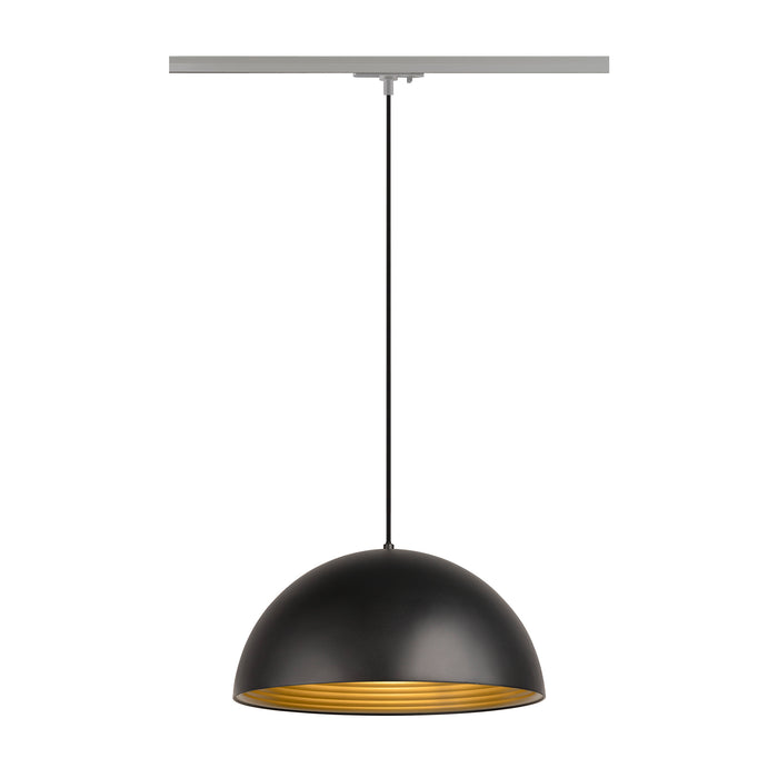 FORCHINI M 40 TRACK, 1~ pendant light, E27, pendant length 150cm, silver-grey adapter, 1x max. 40W, matt black / matt gold