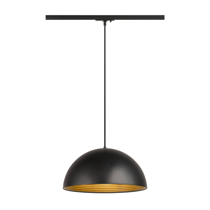 FORCHINI M 40 TRACK, 1~ pendant light, E27, pendant length 150cm, black adapter, 1x max. 40W, matt black / matt gold