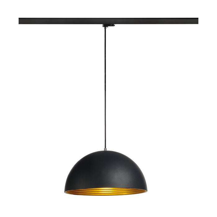 FORCHINI M 40 TRACK, 3~ pendant light, E27, pendant length 150cm, adapter black, 1x max. 40W, matt black / matt gold