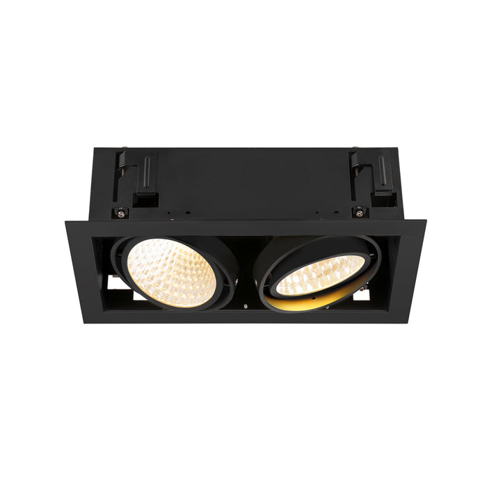 KADUX, recessed ceiling light, double, 3000K, DALI 2, touch, 30°, black