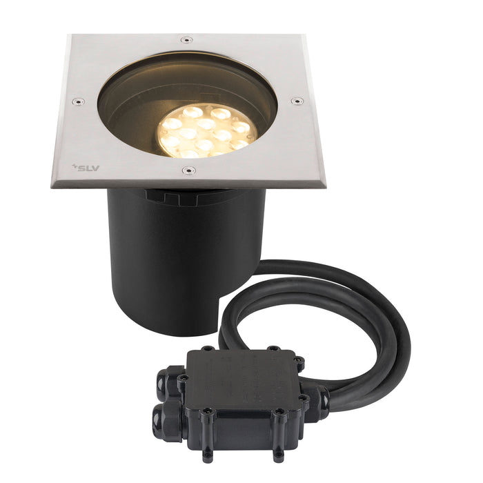 DASAR L, recessed floor light, asymmetrical, 3000K, 70°/40°, IP65/IP67, square, stainless steel / black