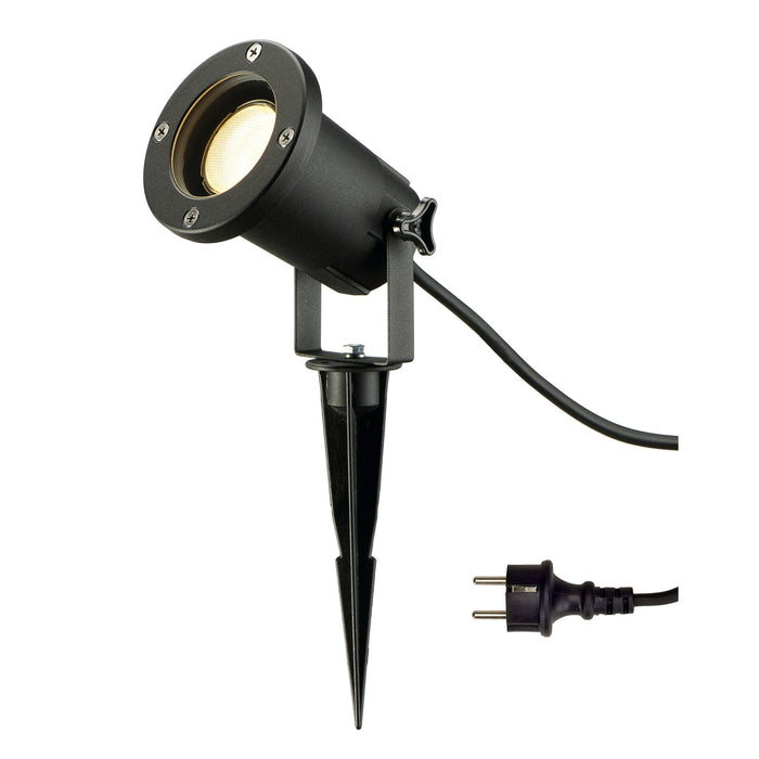 NAUTILUS SPIKE, outdoor spike luminaire, QPAR51, IP65, black, max. 11 W, incl. 1.5 m cable with plug