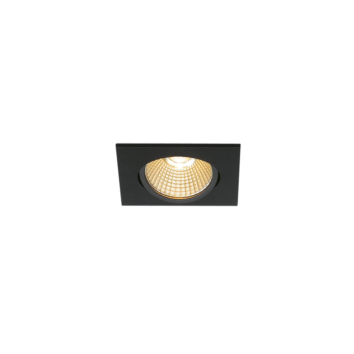 NEW TRIA 68 recessed fitting, LED, 3000 K, square, matt black, 38°, 12 W, incl. driver, clip springs