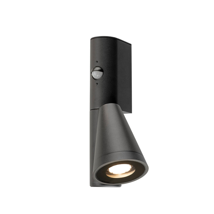 T-TUBE, wall-mounted light, GU10, single, sensor, IP44, max. 10 W, black