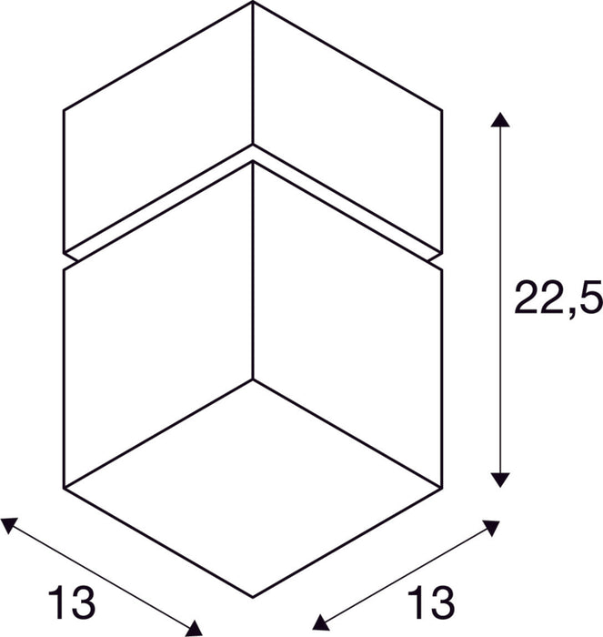 Dimensioned drawing of SLV SQUARE CEILING , E27, outdoor ceiling light, stainless steel 304, max. 20W, IP44