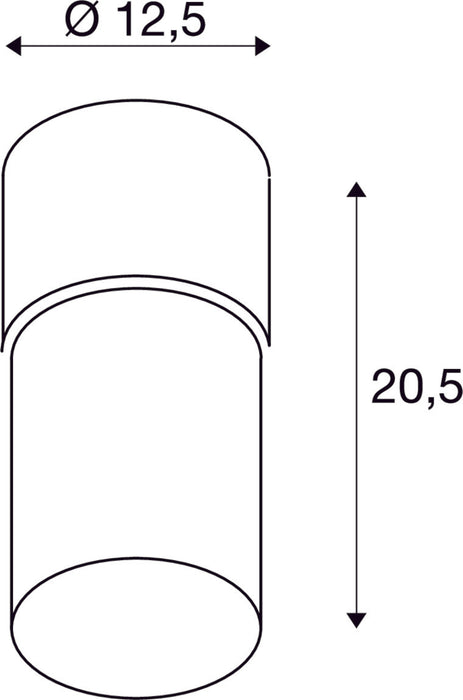 Dimensioned drawing of SLV ROX ACRYL CEILING, E27, outdoor ceiling light, brushed aluminium, max. 20W, IP44