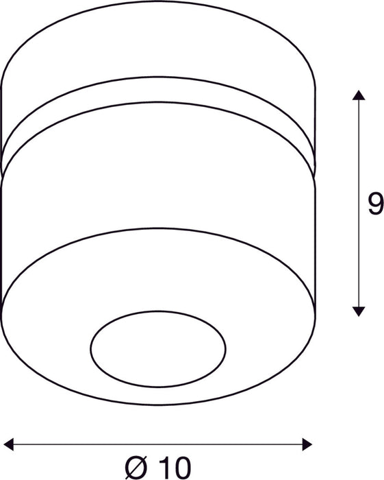 Dimensioned drawing of SLV TOTHEE, wall and ceiling light, LED, 3000K, white/black, 25°