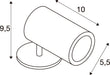 Technical drawing of a surface-mounted cylindrical light fixture with dimensions.