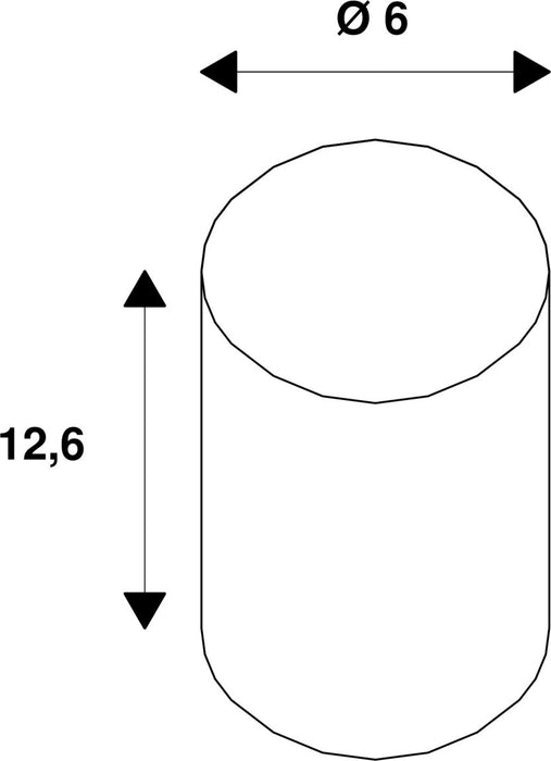 Technical drawing of a cylindrical part, diameter 6, height 12.6.