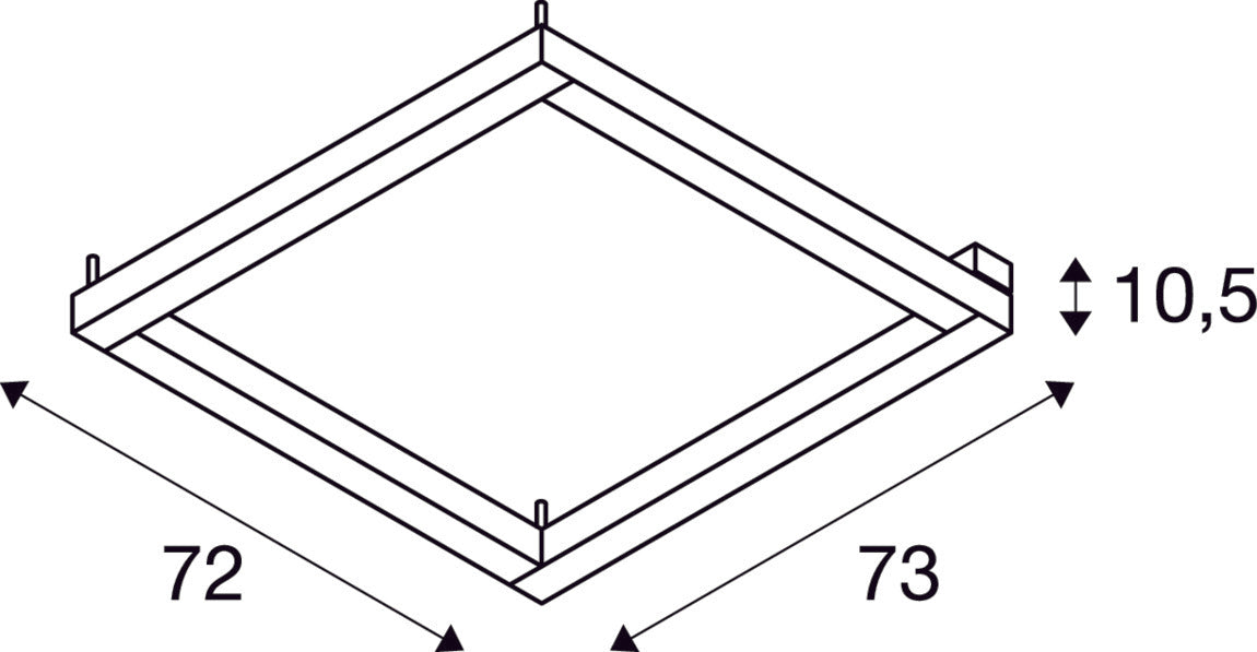 Dimensioned drawing of SLV OPEN GRILL LED, double twist wall and ceiling light, square, white