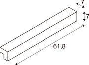 Technical drawing of a T-shaped profile with dimensions 7 x 7 x 61.8.