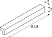Technical drawing of a T-shaped profile with dimensions 7 x 7 x 61.8.