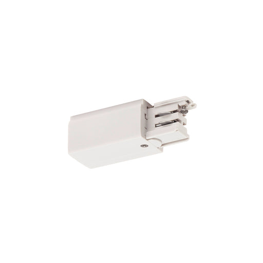 White plastic track lighting connector.