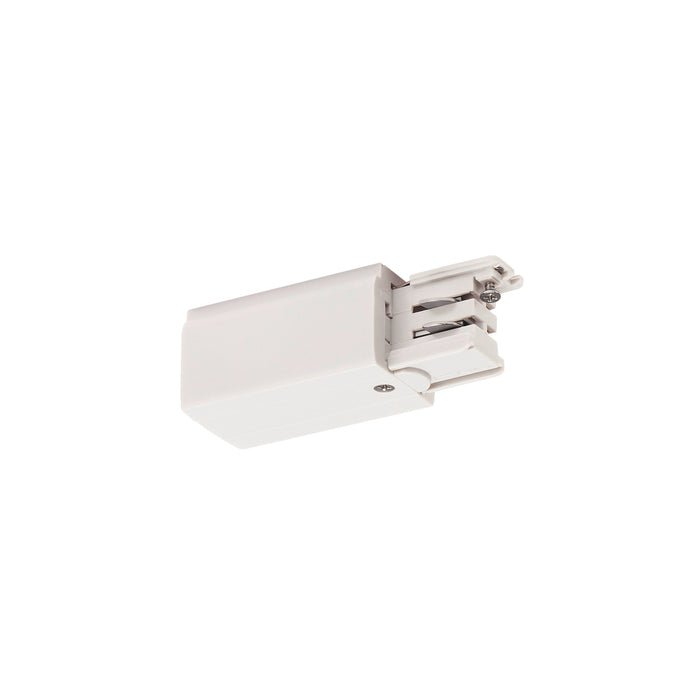 White plastic track lighting connector.