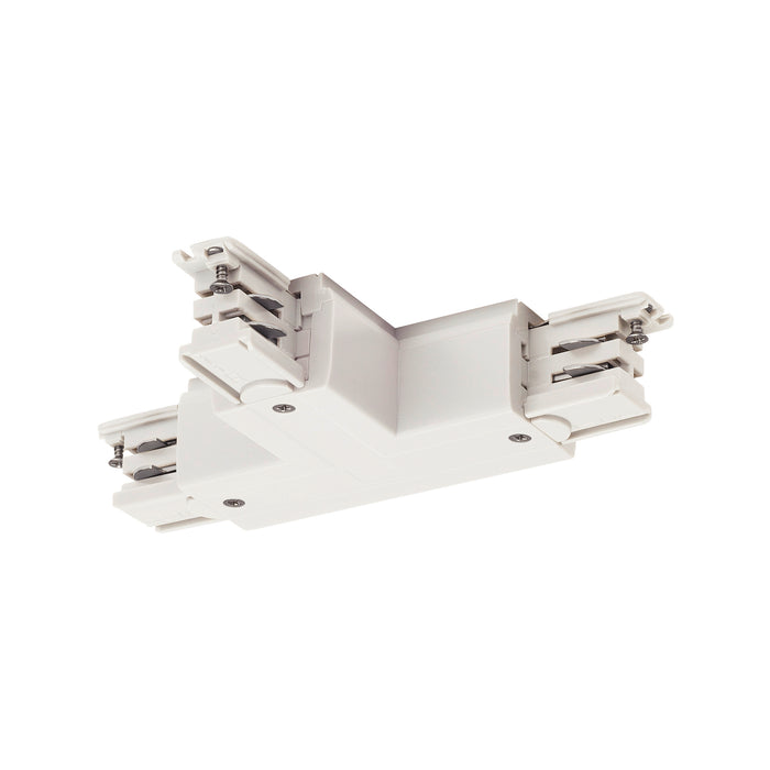 White plastic track lighting T connector.