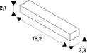 Dimensioned drawing of SLV JOINT CONNECTOR, for S-TRACK 240V 3-circuit surface-mounted track, traffic white