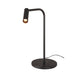 Black metal desk lamp with a round base and adjustable head.