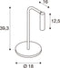 Technical drawing with dimensions of a metal table stand.