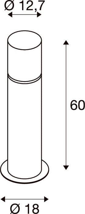 Technical drawing of a cylindrical, surface-mounted object with dimensions.