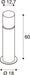 Technical drawing of a cylindrical, surface-mounted object with dimensions.