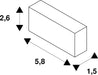 Dimensioned drawing of SLV LONG CONNECTOR, for EUTRAC 240V 3-phase surface-mounted track, electrical, white