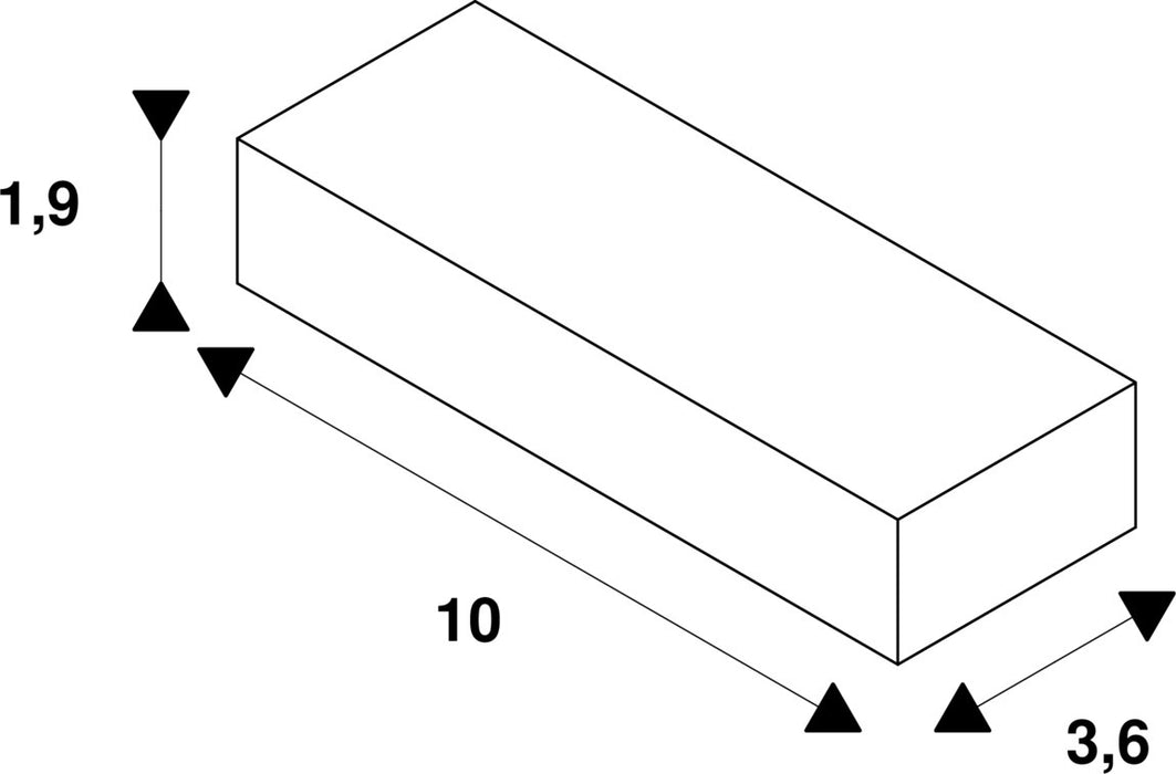 Dimensioned drawing of SLV JOINT CONNECTOR, for EUTRAC 240V 3-phase surface-mounted track, M13 thread, white