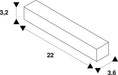 Dimensioned drawing of SLV FLEXIBLE CONNECTOR, for EUTRAC 240V 3-phase surface-mounted track, white