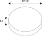 Dimensioned drawing of SLV POINT OUTLET, for EUTRAC 240V 3-phase surface-mounted track, white