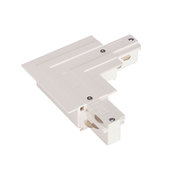 SLV EUTRAC L-connector, with feed-in capability, for 3-circuit recessed track, outer earth, traffic white