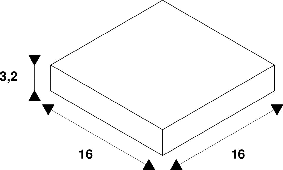 Dimensioned drawing of SLV EUTRAC L-connector, with feed-in capability, for 3-circuit recessed track, outer earth, traffic white