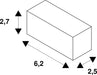 Dimensioned drawing of SLV LONG CONNECTOR, for EUTRAC 240V 3-phase recessed track, electrical / mechanical, white