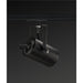 Black metal track lighting fixture, matte finish.