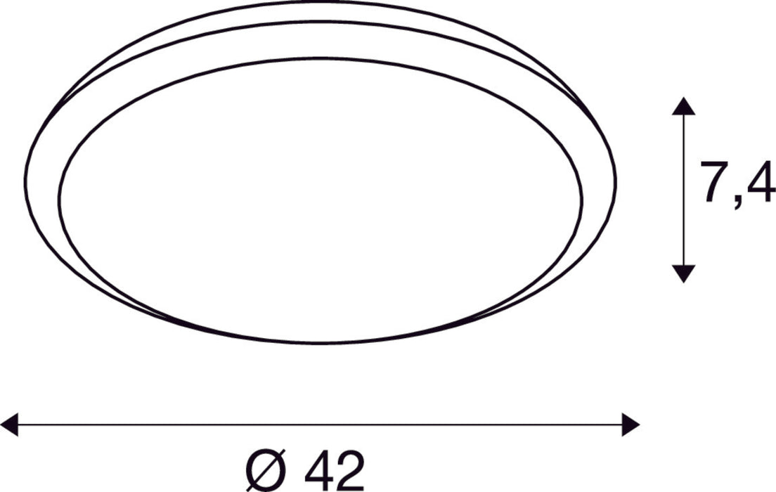 Dimensioned drawing of SLV RUBA 16 CW, LED Outdoor surface-mounted wall and ceiling light, white, IP65, 3000/4000K