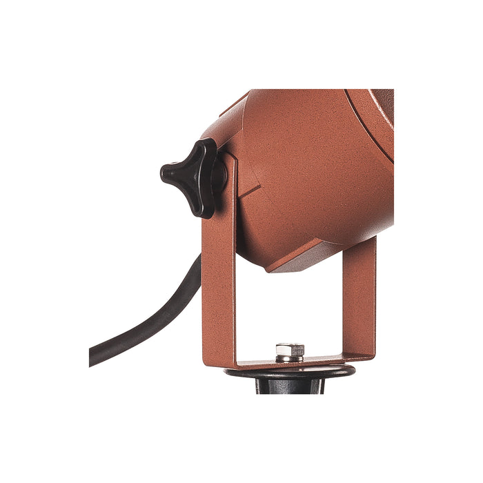Bronze finish metal landscape spotlight with adjustable mounting.