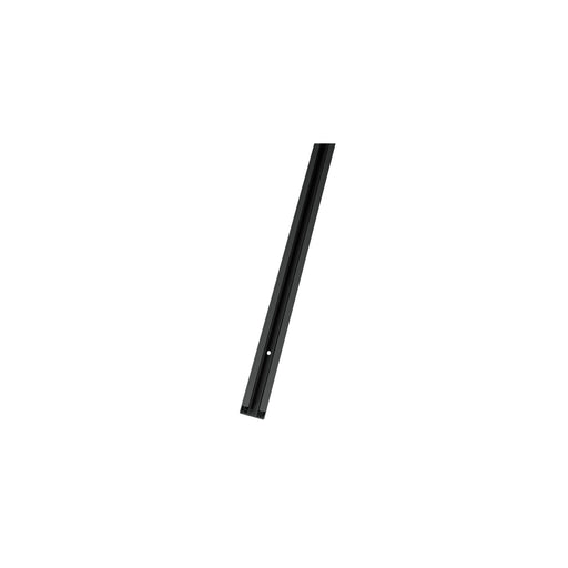 Black metal track lighting rail with mounting hole.