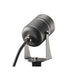 Black metal spotlight with textured finish and bracket mounting.