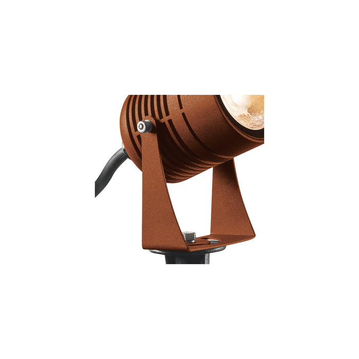 Bronze finish metal spotlight, adjustable mounting.