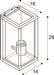 Technical drawing of a wall-mounted lantern, showing dimensions.