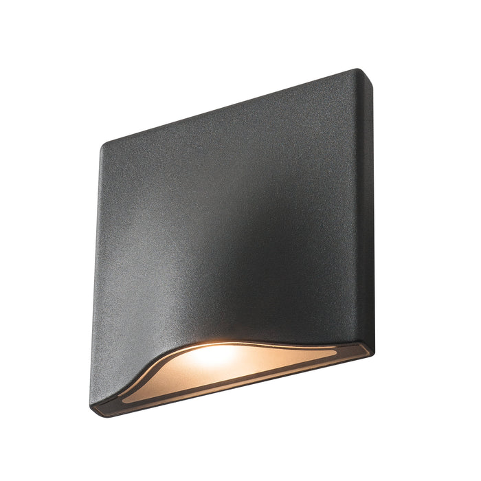 Black textured finish wall-mounted LED step light.