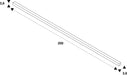 Technical drawing of a 200mm long, white rectangular bar with dimensions.